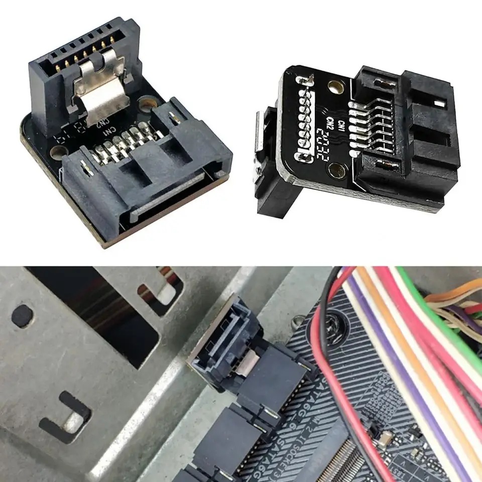 SA-041 Adattatore dual SATA 7 pin femmina a 7 pin maschio con angolo di