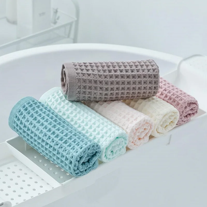 Cotton Hand Towels Plaid Hand Towel Face Care Bathroom Sport Household Non-disposable Towel 2pcs