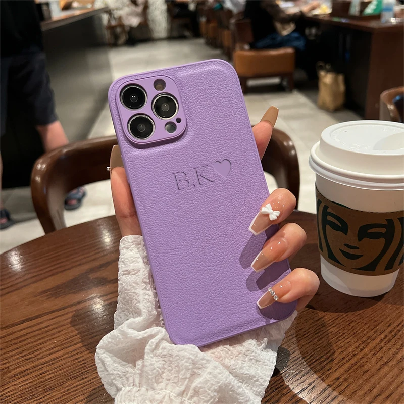 Custom Personalized Soft Leather Phone Case with Initial Name - DIY Handmade Cover