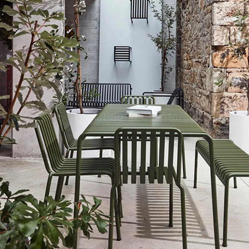 Nordic Outdoor Furniture Wrought Iron Garden Chairs Balcony Courtyard Coffee Shop Lounge Chair Creative Restaurant Villa Stool outdoor bistro set outdoor table and chair set