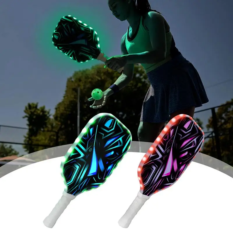 LED Pickleball Paddles LED Fiberglass Lightweight Pickleball Racket Outdoor Supplies Comfortable Grip Anti-Slip Honeycomb Core