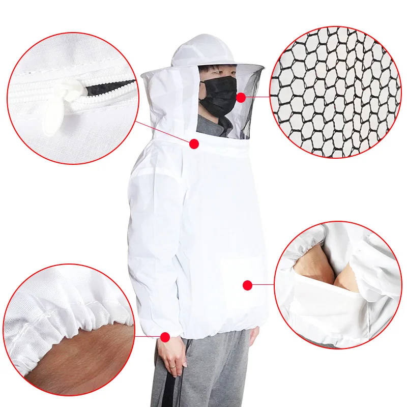 Beekeeping Protective Jacket Farm Keeping Smock Suit Bee Keeping with Hat Equip Suit Cotton Blend Veil Breathable Dress