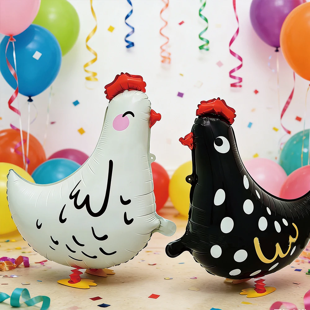 Lustiger 3D-Hühnerballon aus Aluminiumfolie, Helium-Standballon, für Geburtstag, Hochzeit, Party-Dekoration, Geschenk für Hühnerliebhaber