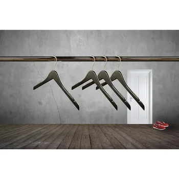 Brushed Chrome Hook Hanger 20217 17” Flat Wooden Top Hanger With Notches Home Accessories Laundry Storage Organization Garden 4