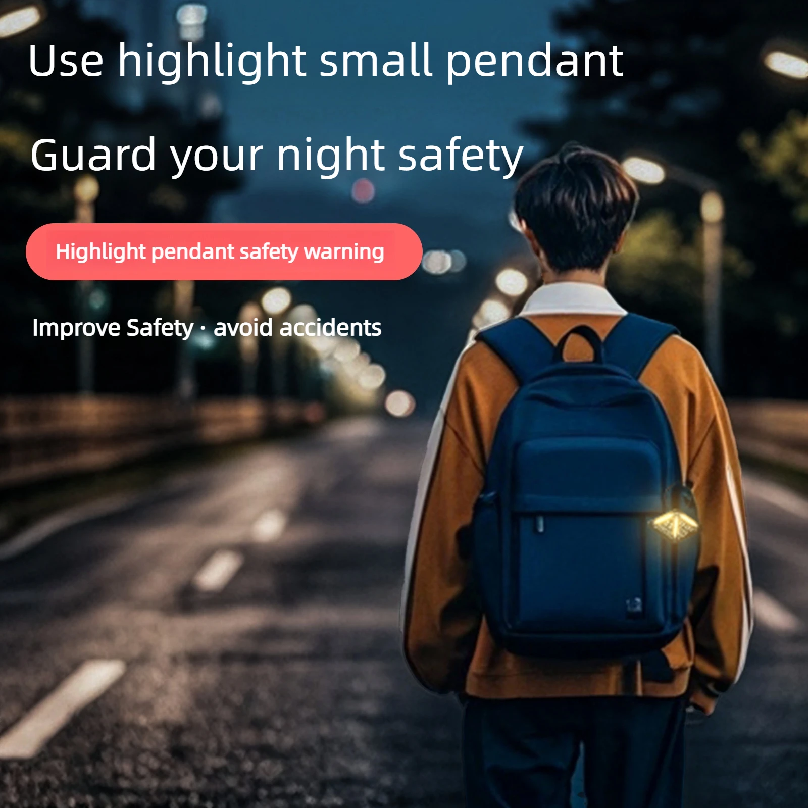 Portable LED Keychain Safety Warning Light Ultra-Lightweight ABS Camping Gear 600mAh Type-C Rechargeable Multi-Mode Lamp (3 Levels & Flash) For Night Cycling Hiking Emergency Use