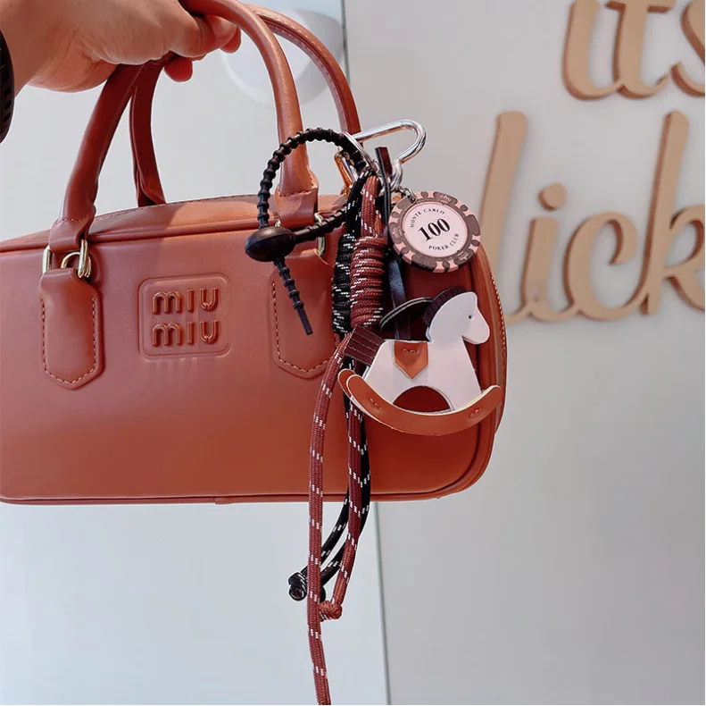 Keychain Instagram style photo leather Trojan car business woven rope backpack pendant decoration couple gift 2