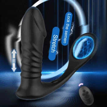 Silicone Anal Vibrator Thrusting Prostate Stimulator Massager Delay Ejaculation Lock Ring Anal Butt Plug Sex Toys Dildos for Men 2