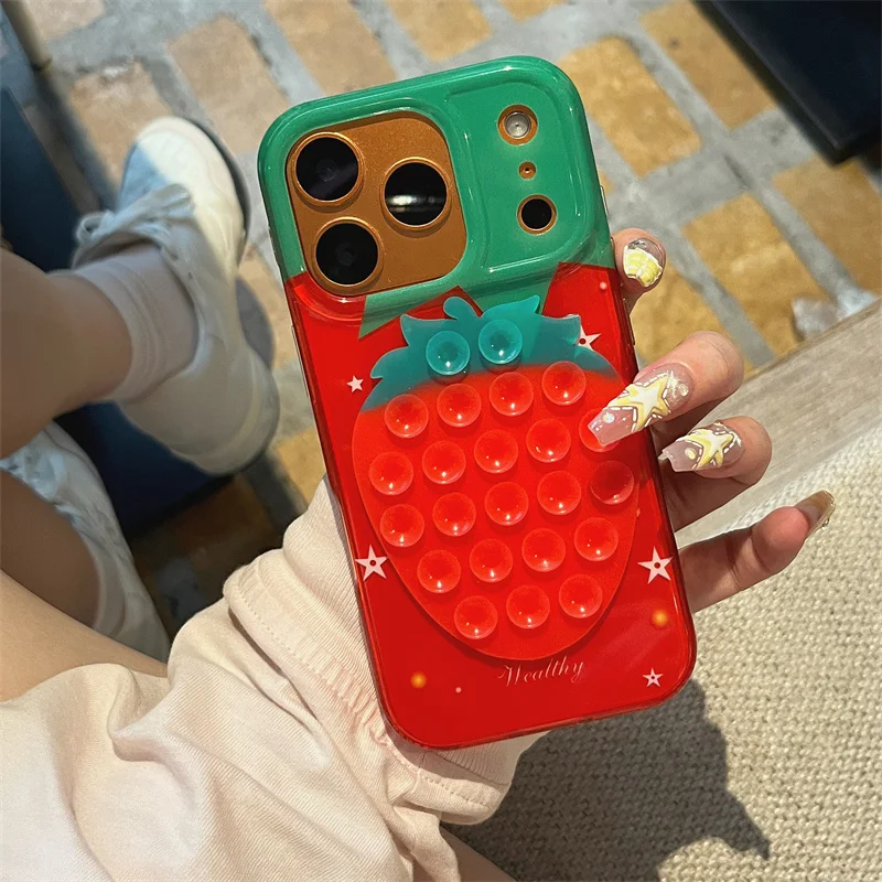 Strawberry Delight Full Screen Silicone Suction Cup Phone Case