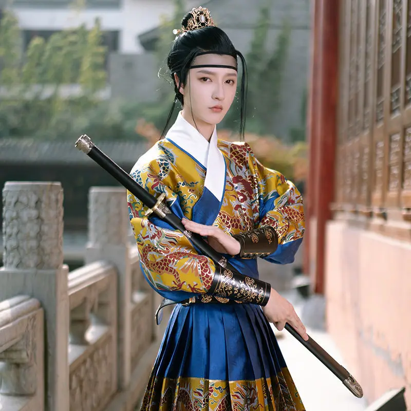 Chinese-Ming-Dynasty-Hanfu-Men-s-Women-s-Cp-Printed-Dragon-Flower ...