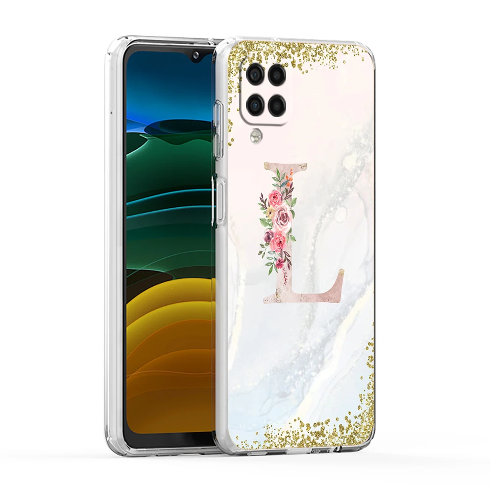 Pink Flowers Letter Transparent Soft Phone Case Cover