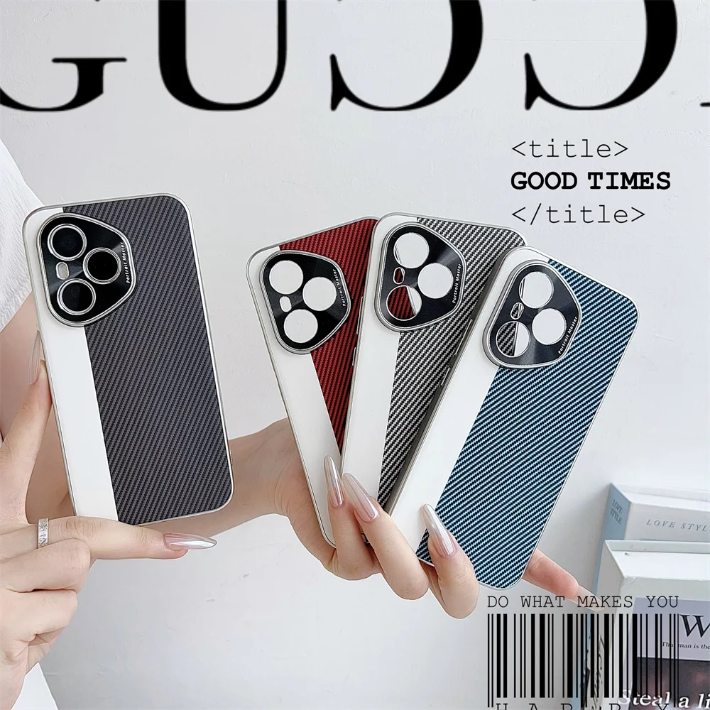 Luxury PU Carbon Fiber Protective Back Cover Case