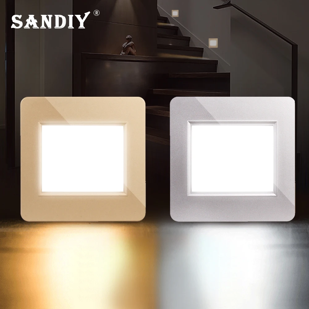 SANDIY 벽 조명 레이더 감지 계단 조명, 오목한 모션 센서, Sconce Led 야간 램프, 계단 로비 거실 장식