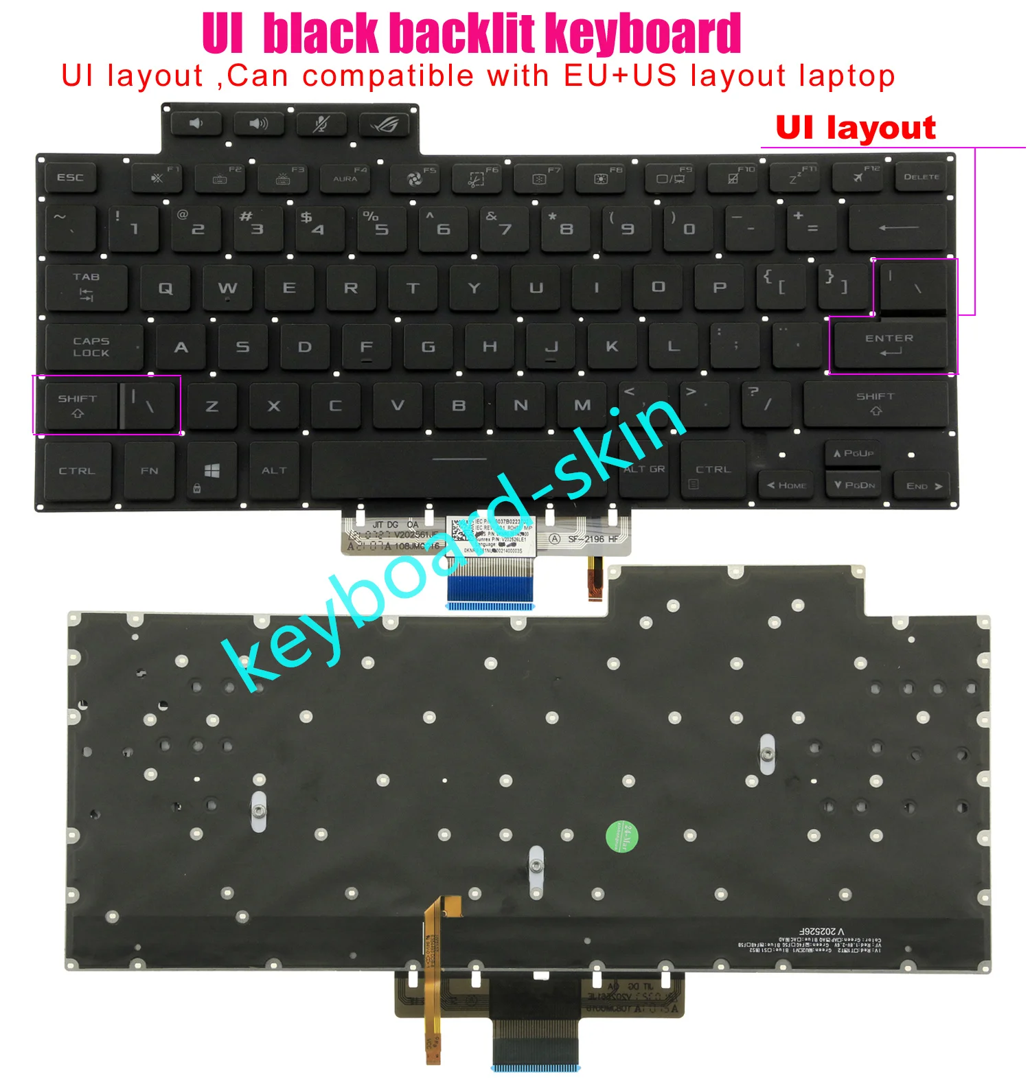 Teclado Retroiluminado para Asus Rog Zephyrus G15 Ga503 G16 M16 Gu603 Gu603h Ga503qr Ga503r Gu603h Novo