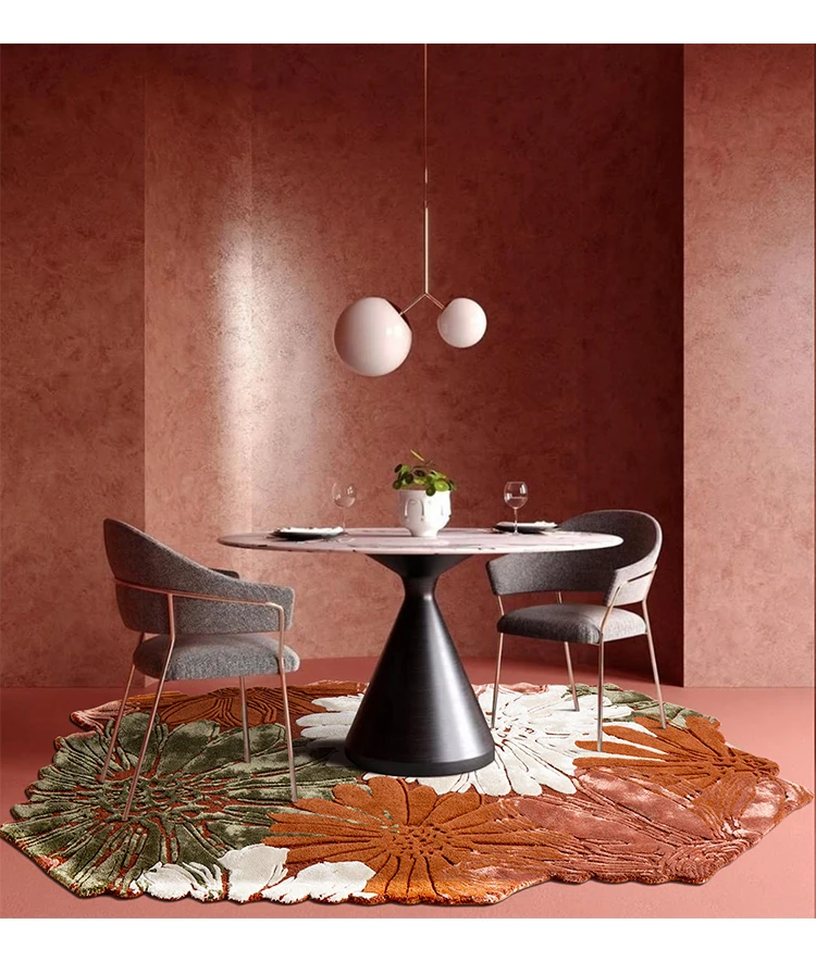 

Irregular Minimalist Fashionable Flowers Large-sized Customized 100% New Zealand Wool Thickened Anti Slip CarpetS