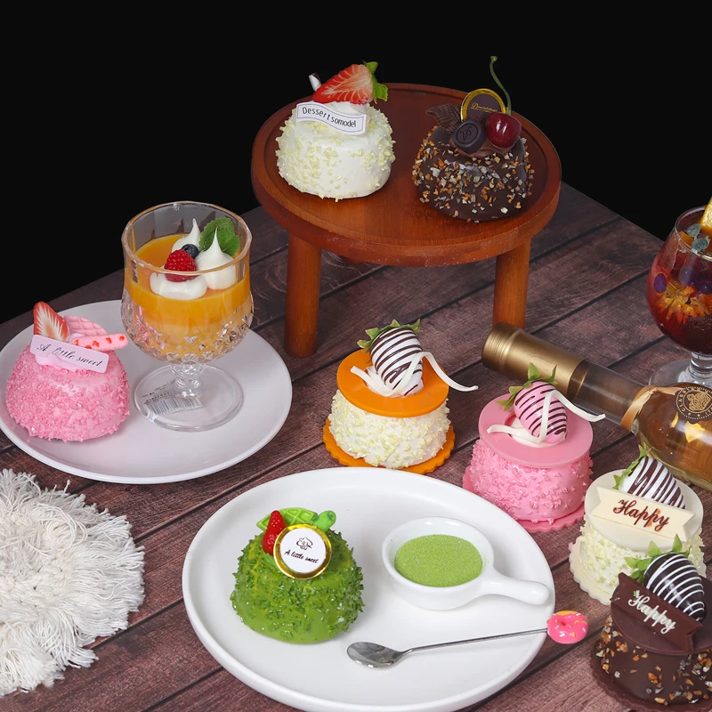 Food Photography Props 1PC Multiple Style Artificial Cake Fake Food Decoration Photography Pro Food Simulation Cake Model Tea Table Decoration FCYY-035