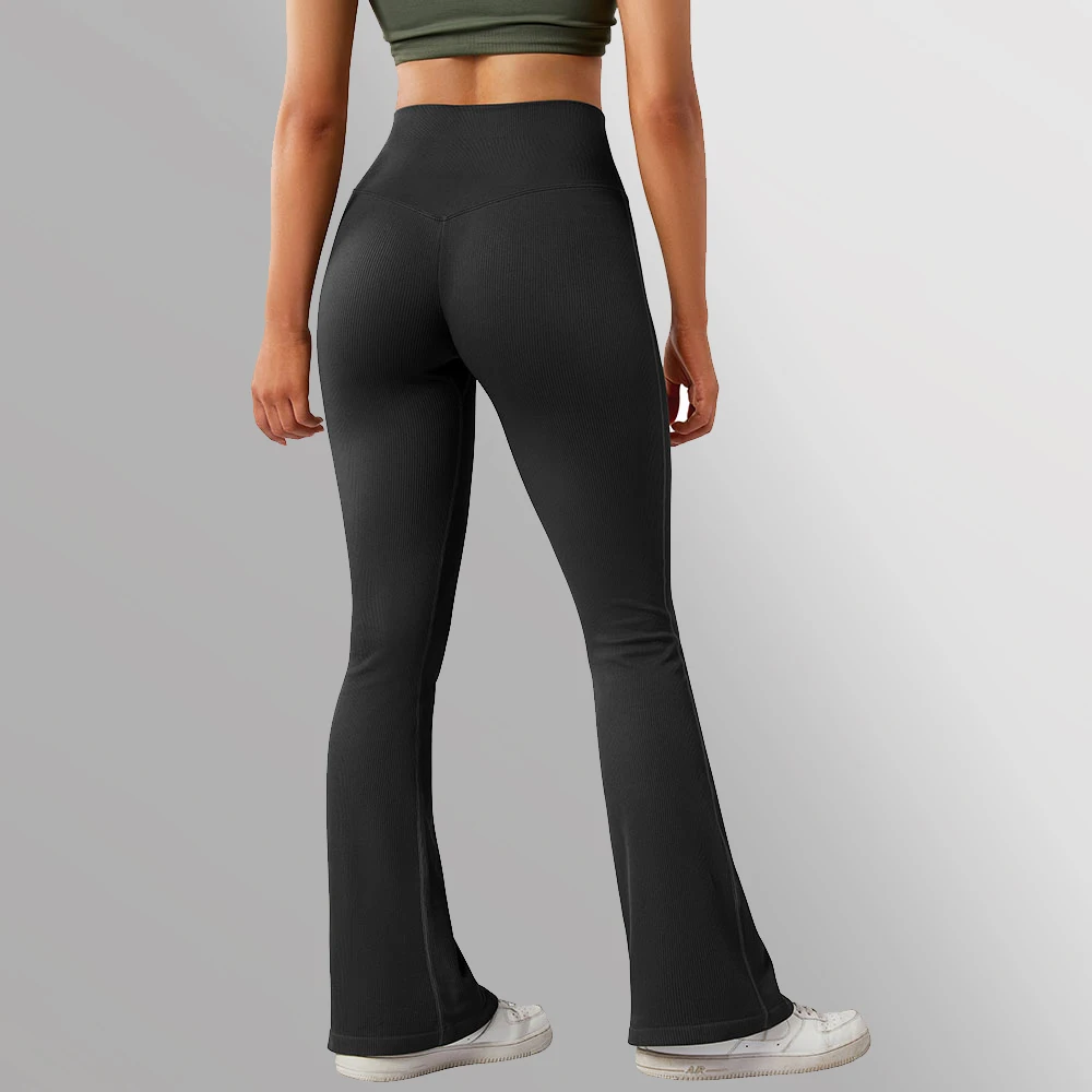 RUUHEE Seamless Ribbed Leggings Women Flared Leggings For Fitness Butt Lifting Push Up High Waist Flared Pants sports leggings sports pants