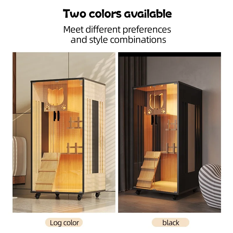 Luxury Solid Wood Cat Villa Large Multi-Function Pet Cage & House Elegant Cat Bed Furniture