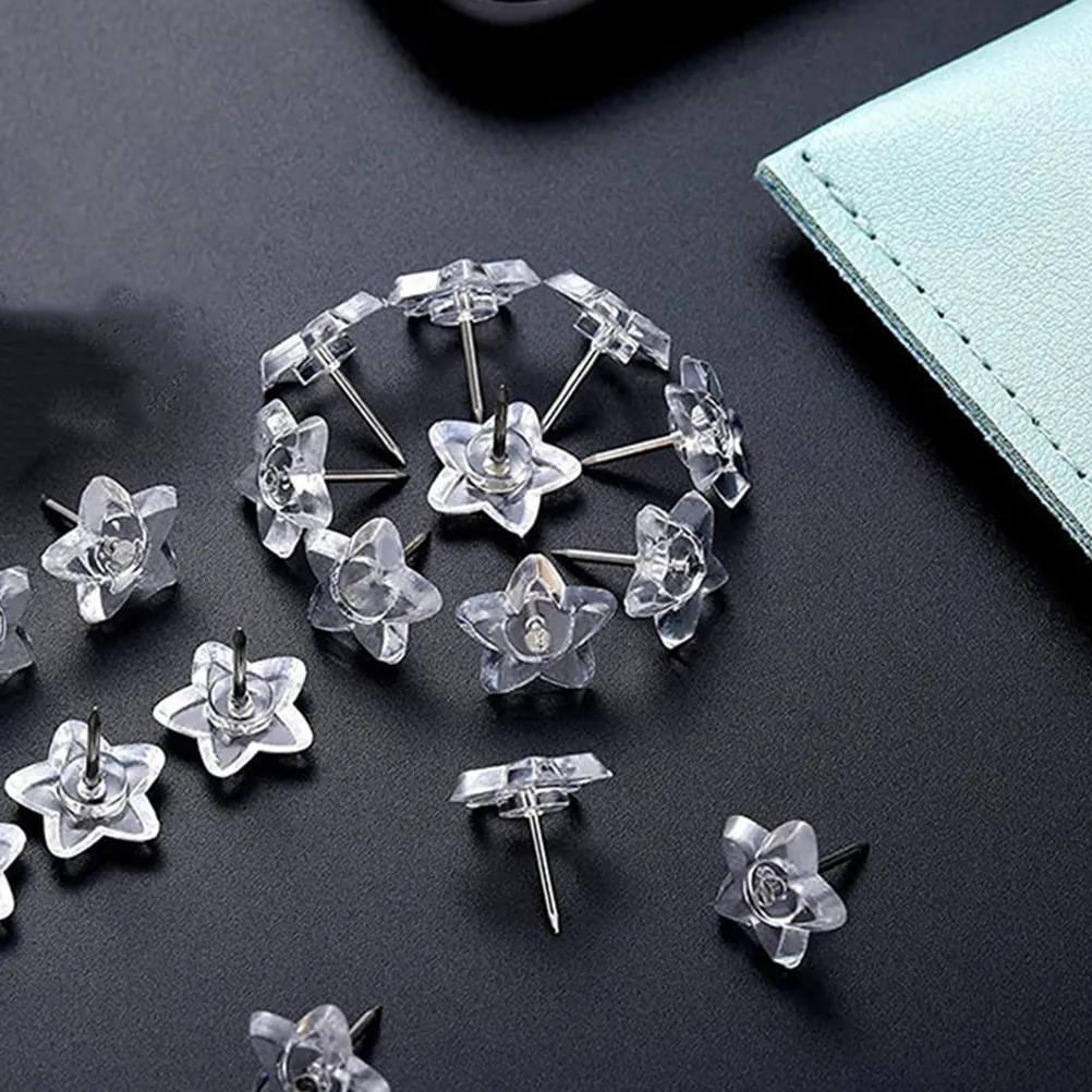 50개 투명 별 모양 써머핀, 코르크보드 벽걸이 장 게시판용 창의적인 푸시핀