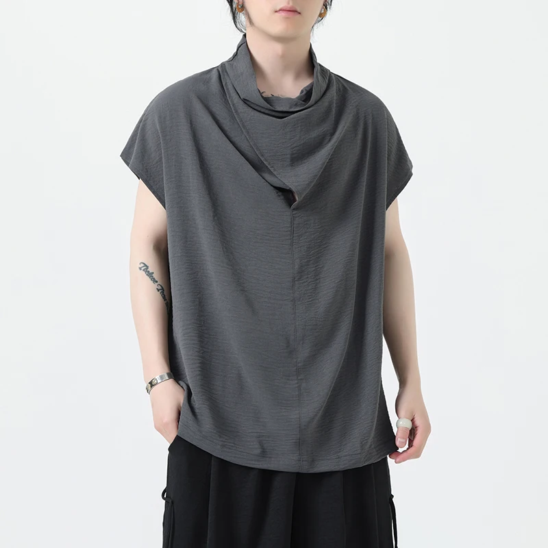 

Летняя футболка в китайском стиле для мужчин, Свободный Повседневный Женский пуловер без рукавов, женская уличная одежда, футболка оверсайз