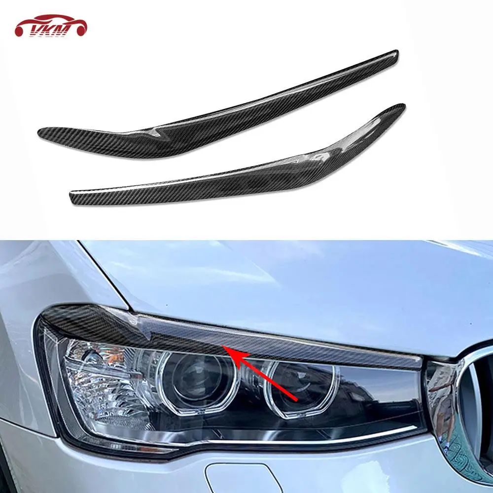

Carbon Fiber Car Front Headlamp Eyebrow Sticker for BMW X3 X4 F25 26 2014-2017 Headlight Eyelid Cover Trim Accessories