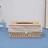 Grass Woven Tissue Box Drawstring Box Living Room Napkin Box Creative Fabric Extraction Solid Wood Tissue Storage Box 4