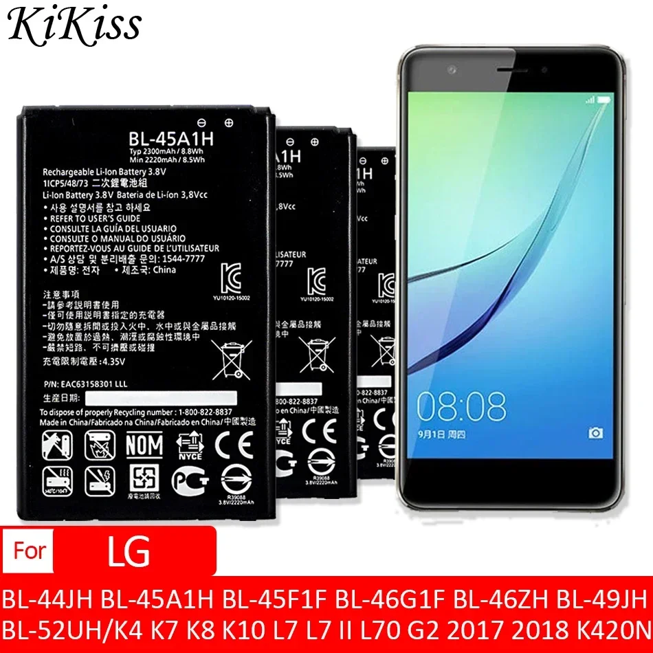 Bl-44Jh Bl-45A1H Bl-45F1F Bl-46G1F Bl-46Zh Bl-49Jh Bl-52Uh Bl 59Jh Batteria Per Lg K4 K7 K8 K10 L7 Ii L70 G2 2017 2018 K420N