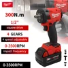Milwaukee 300N.M Brushless Electric Impact Wrench 1/2 Inch Car Truck Repair Rechargeable 18V Battery Screwdriver Power Tools 2