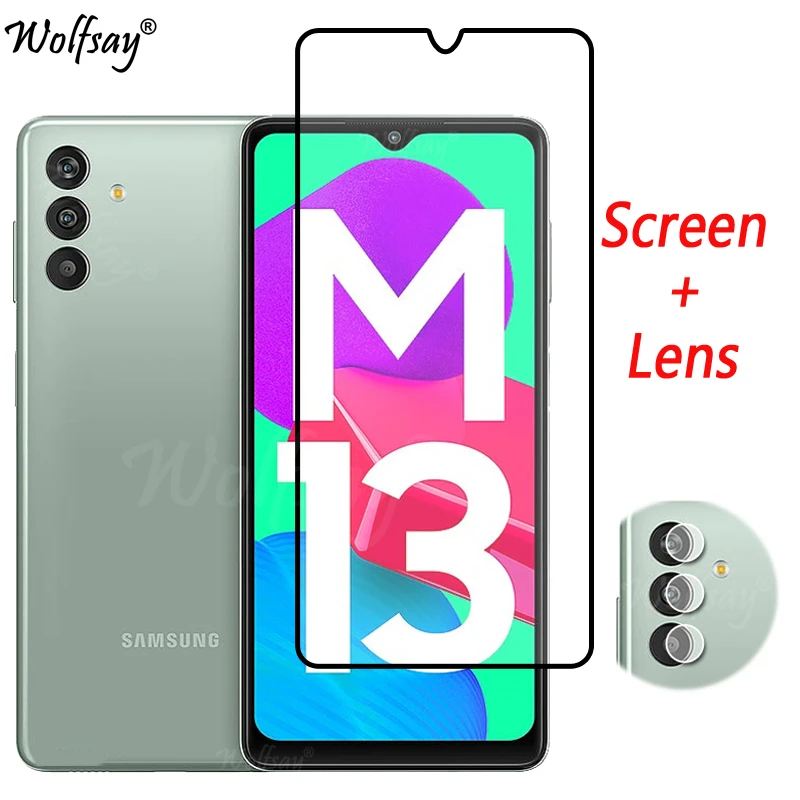 

Закаленное стекло с полным покрытием для Samsung Galaxy M13, Индия, Защита экрана для Samsung M13, стекло для камеры из Индии для Samsung M13, стекло