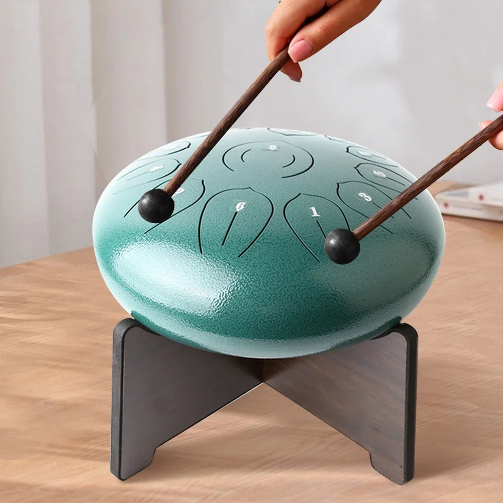Steel Tongue Drum Holder Detachable Steel Tongue Drum Wooden Bracket Floor Bracket Holder for 8/10 Inch Percussion Instrument