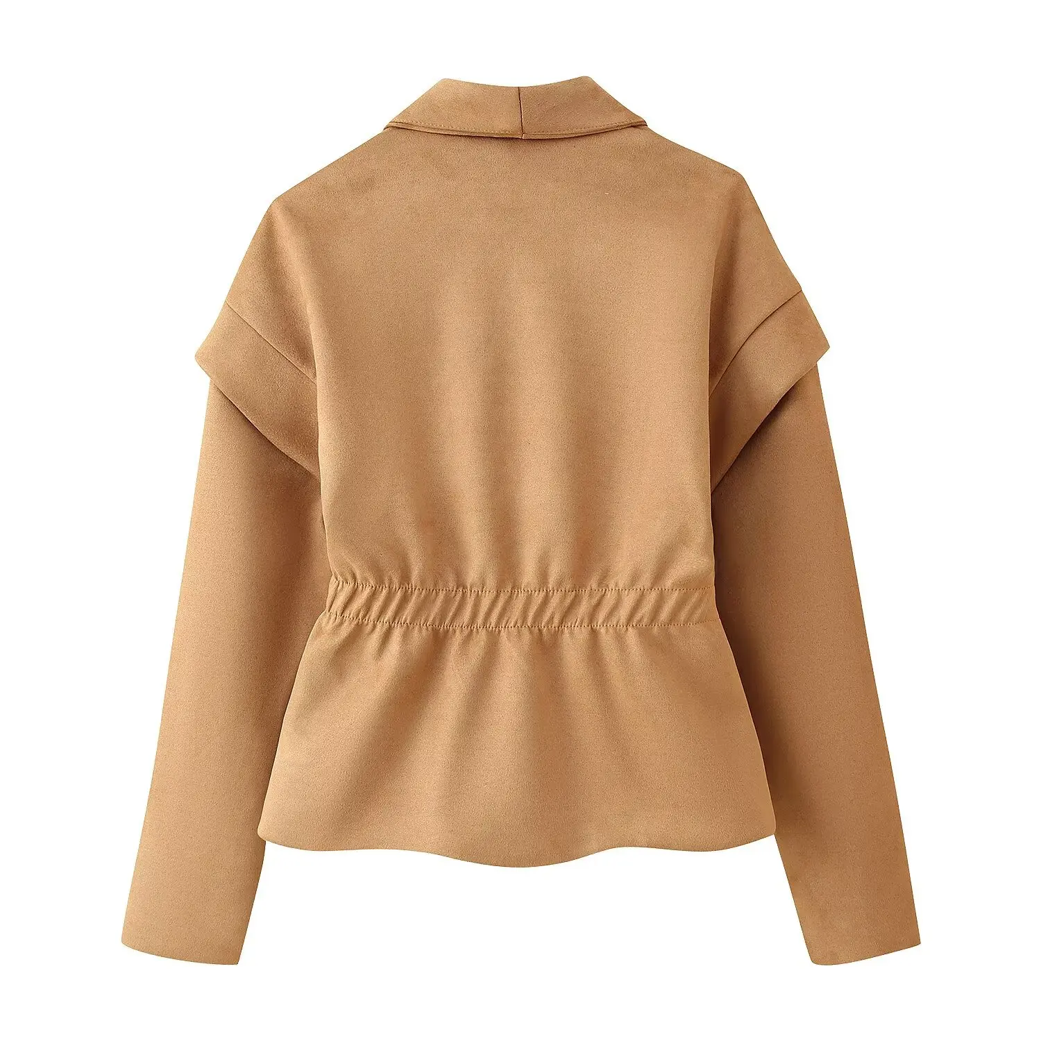 Autumn New Solid Waist Cinching Blazer Women Shoulder Pads Turn Down Collar Jackets Coat Chic Elegant Casual Jackets Streetwear