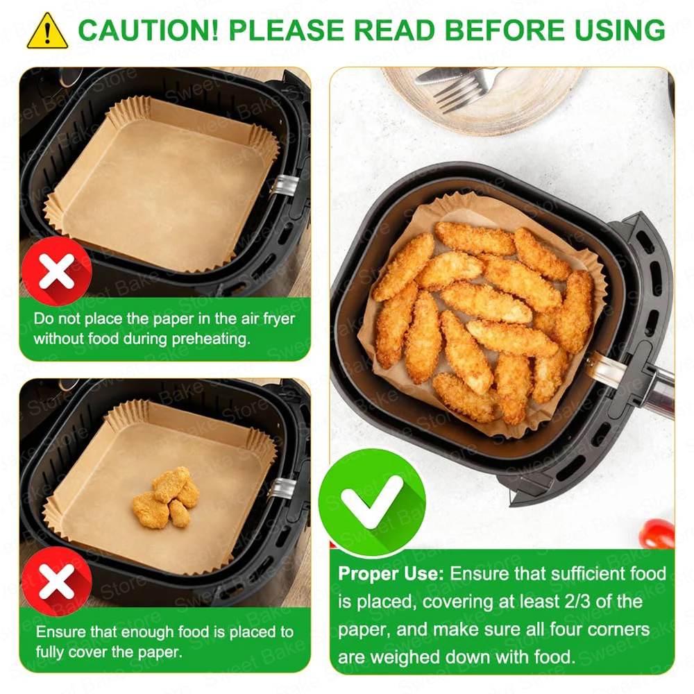 Eco-Friendly Disposable Paper Trays for XL Air Fryers (8-12QT)