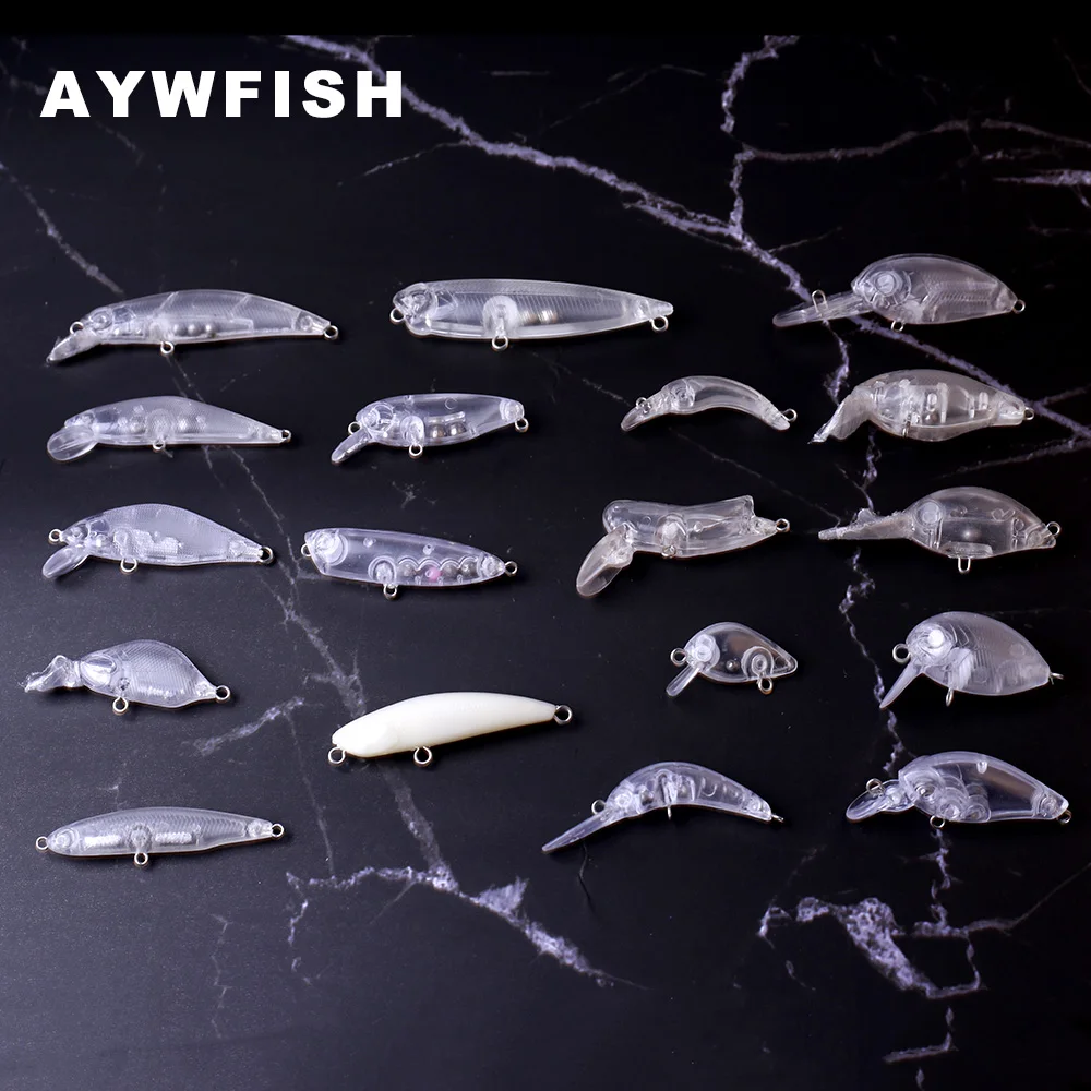 AYWFISH Bass Fishing Lures Set Unpainted Mini Crankbait Minnow Pencil  Popper Hard Plastic Body Wobblers Baits Blanks For DIY