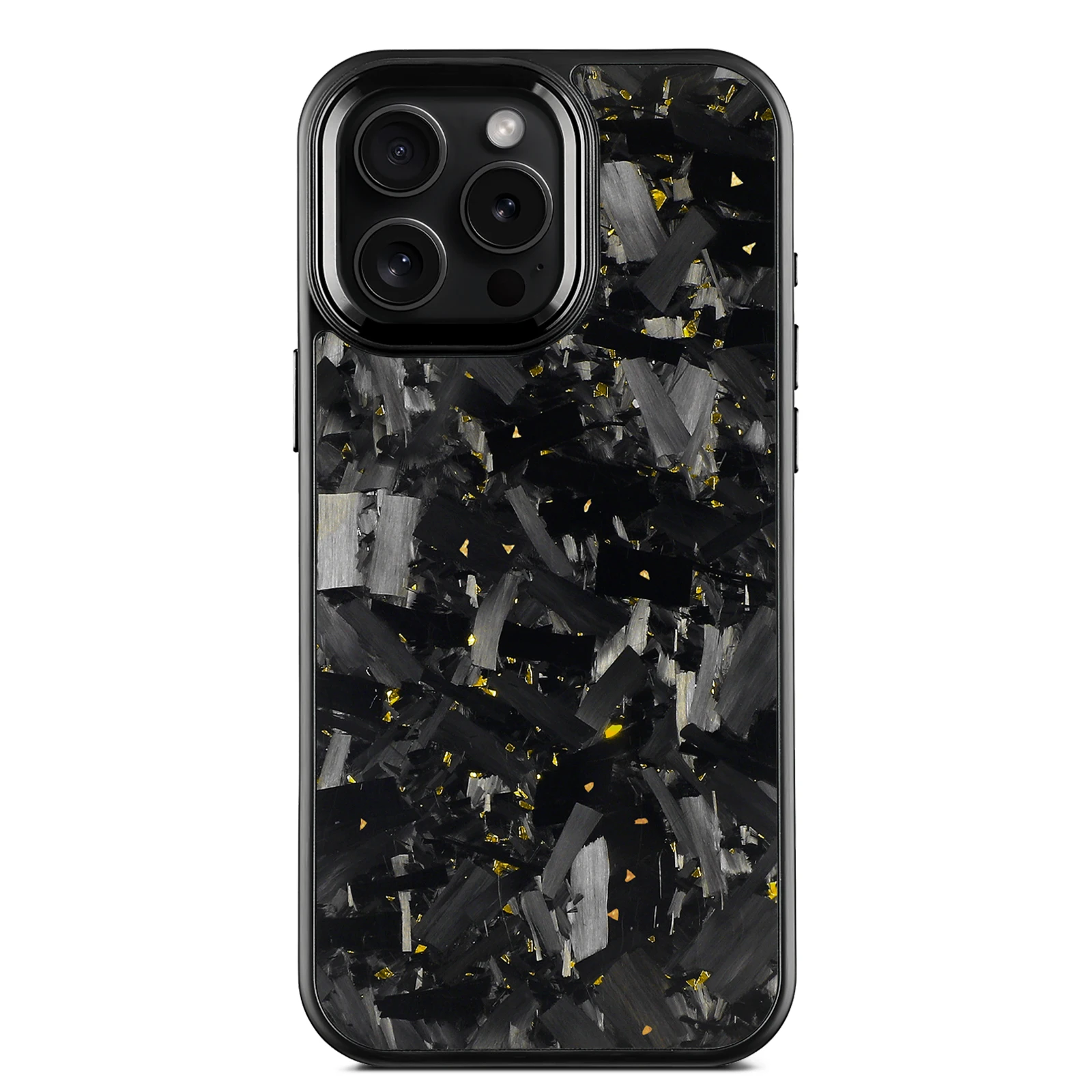 Magnetic Forged Carbon Fiber Phone Case with Metal Lens and Buttons for Car MagSafe Holder Charger