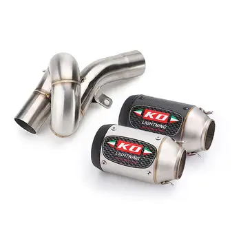 For Kawasaki ZX6R ZX636 2009-2022 Motorcycle Exhaust Mid Link Pipe Muffler Connect Tube Stainles Steel Carbon Fiber Tail Escape