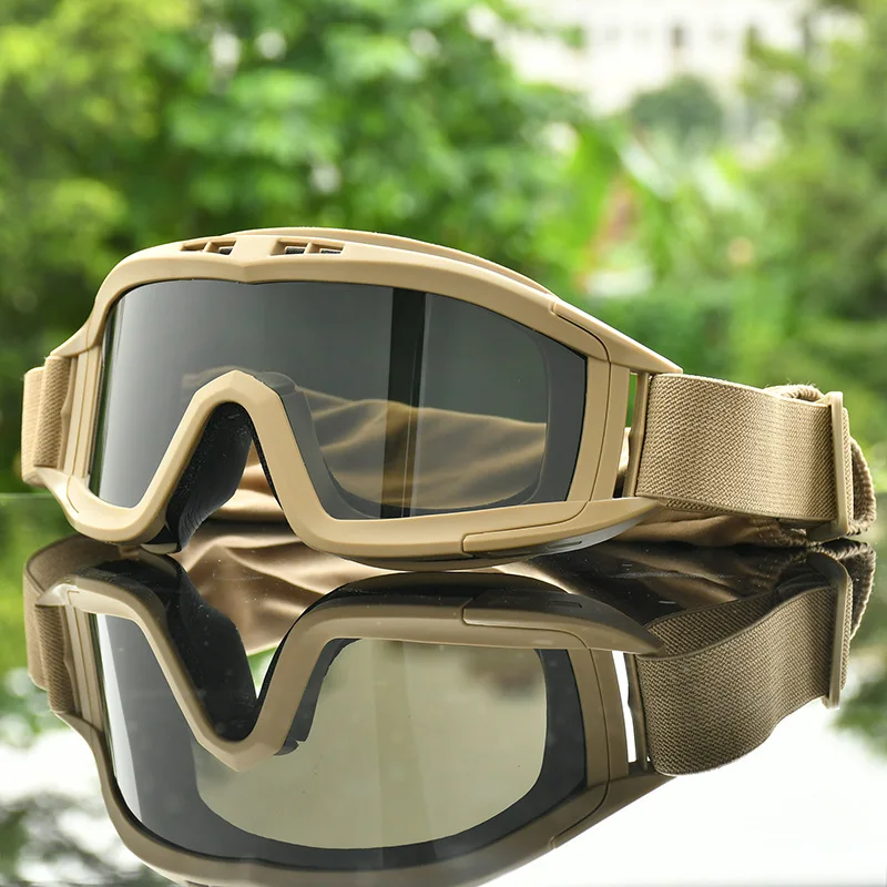 Tactical Goggles with 3 Interchangeable Lenses Windproof Dustproof Safety Glasses for Outdoor Climbing Sport Protective Eyewear safety goggles tactical goggles