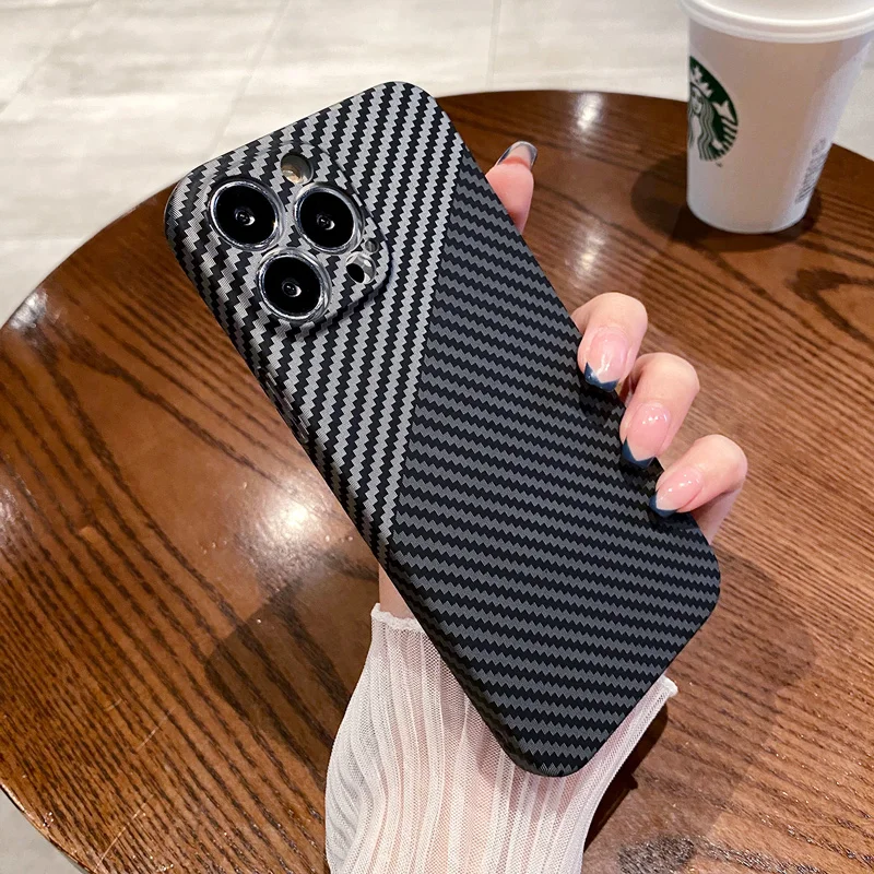 Ultra Thin Carbon Fiber Texture Case For iPhone 11 12 13 Pro Max iPhone11 13Pro 13promax Luxury Shockproof Hard PC Cover Coque iphone 13 pro max case