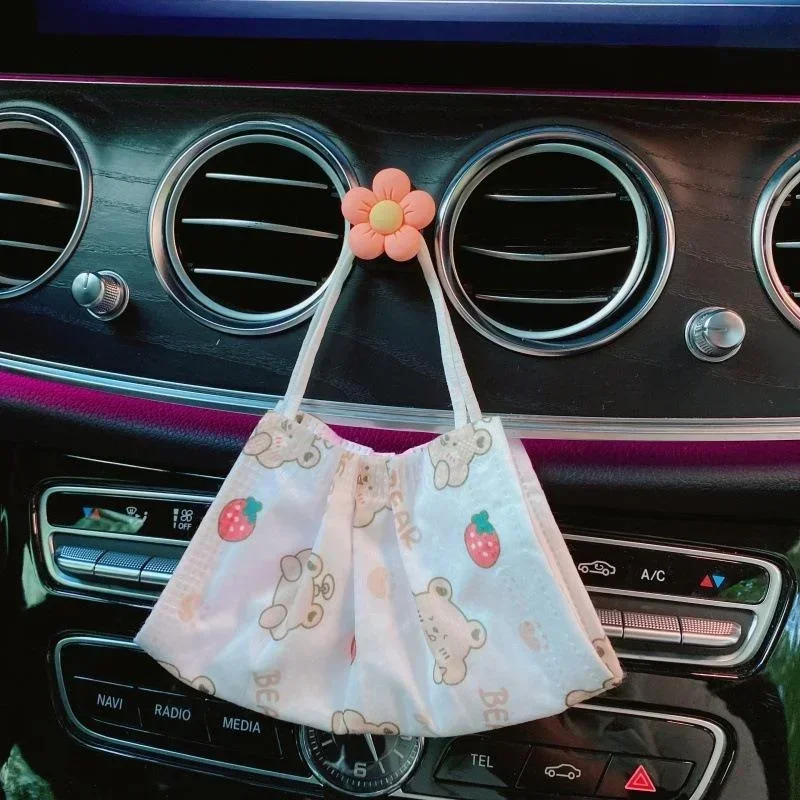 Cute Flower Car Interior Decor Hooks Organizer Storage Hanger For USB Cable Headphone Key Storage Car Adhesive Hook Hanger