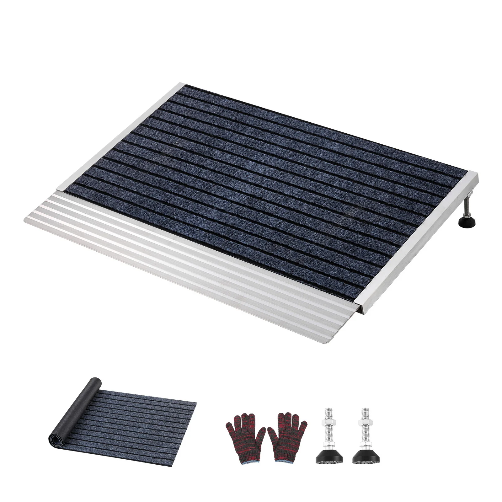 SucceBuy 24x36in / 36x36in Non-Slip Threshold Ramp with Adjustable Height Platform Aluminum Door Threshold Ramps for Doorways