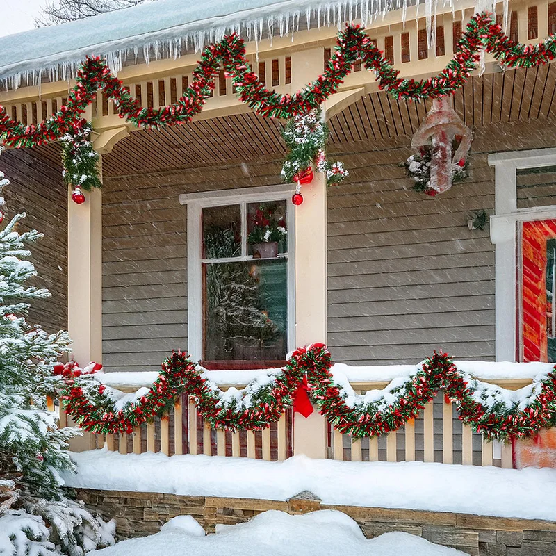 5/10er-Pack 78,74 Zoll Weihnachtsbaum-Hängegirlande, Weihnachtsgirlande, rotes und grünes Lametta, Bandornamente, Urlaub, Zuhause, Partyzubehör – Detail 4