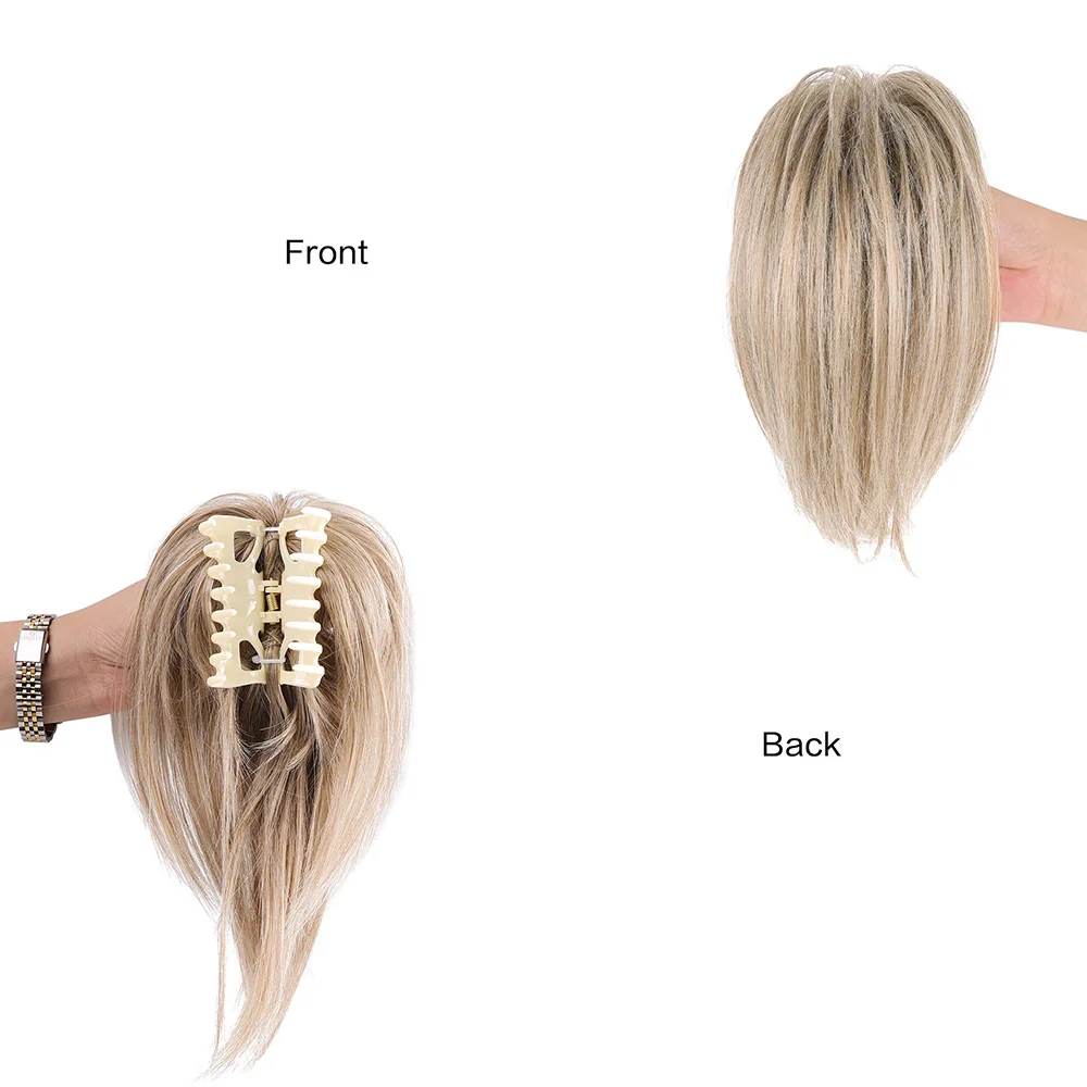 Synthetic Messy Bun Hair Piece Claw Clip in Hair Buns Piece for Women Straight Short High Ponytail Extension Tousled Updo messy bun hairpieces