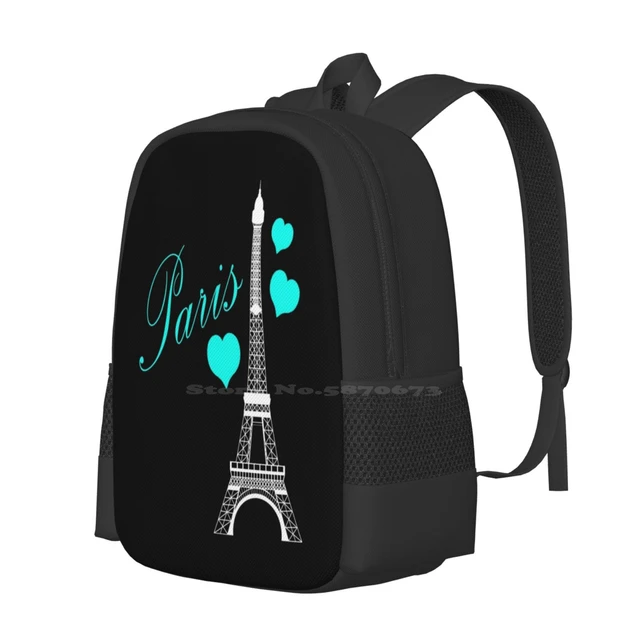 Teal & Black Eiffel Tower Paris France Hot Sale Backpack Fashion Bags  Parisian Paris France Eiffel Tower Black Teal Blue White - AliExpress