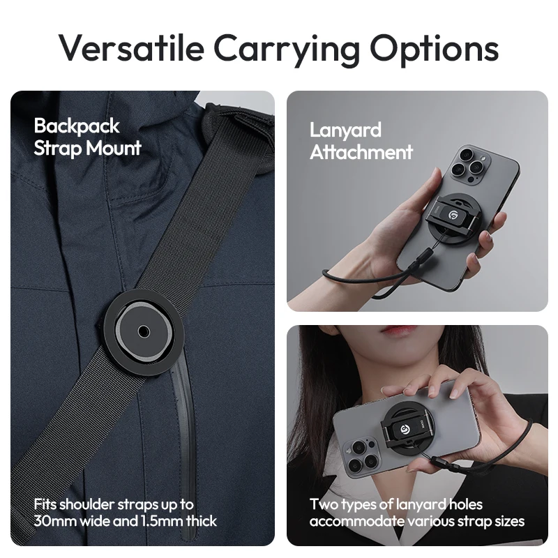 Ulanzi MA50 Phone Holder Uka Magnetic Smartphone Stand Multi-Angle with 1/4" Universal Backpack Strap Mount Livestreaming Vlog