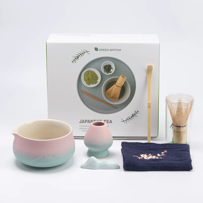 Ceramic Matcha Tea Set - Mountain Gradient Design...