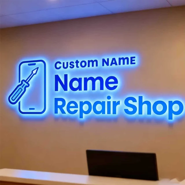 ป้ายไฟ LED 3 มิติ ขนาดใหญ่ สำหรับธุรกิจ ป้ายโลโก้ธุรกิจแบบมีไฟส่องด้านหลัง ป้ายหน้าร้าน ดรอปชิปปิ้ง 1