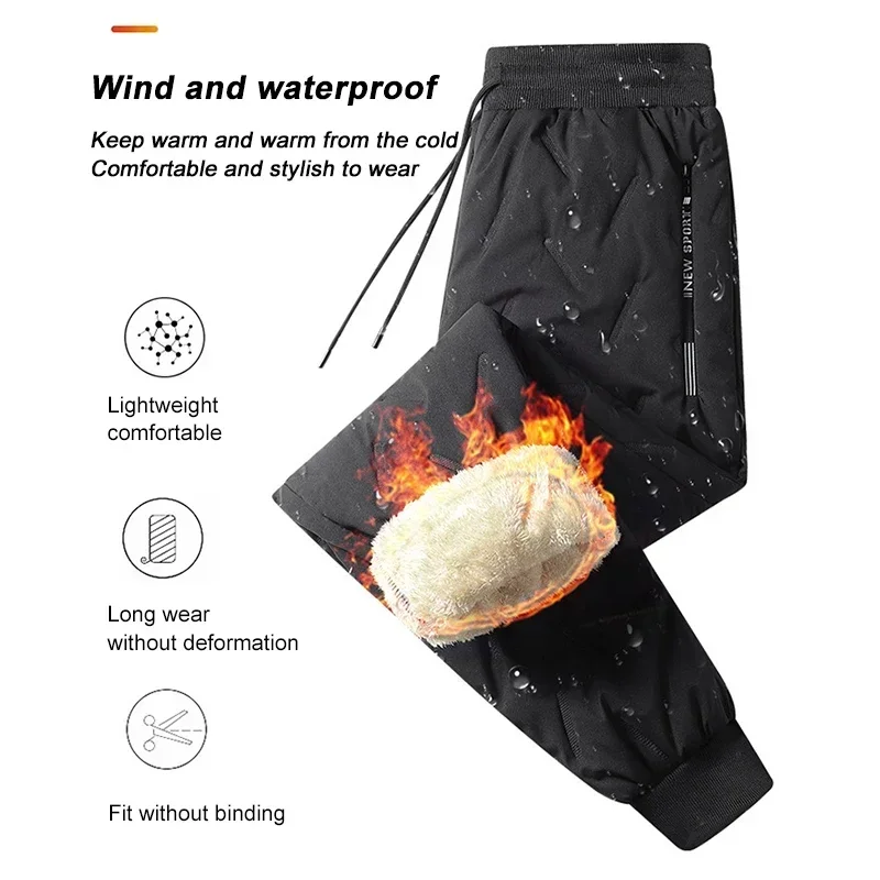 Description Picture 5 of itemNew Men Winter Warm Lambswool Thicken Sweatpants Men Outdoors Leisure Windproof Jogging Pants Brand High Quality Trousers Men