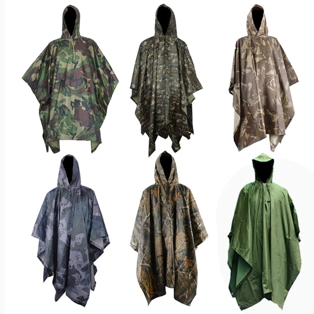 

Multifunction Military Waterproof Camo Raincoat Rain Coat Men Women Raining Poncho for Camping Fishing Motorcycle