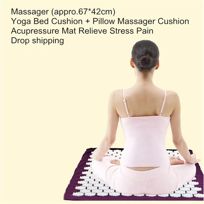 Massager Yoga Mat Cushion acupressure Massage Mat Spike Fitness yoga Pilates Relieve Stress Back Pain Applicator kuznetsov