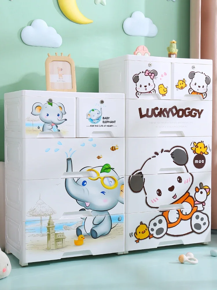 

6 Layers Enlarged Thickened Drawer Type Storage Cabinet Snack Storage Cabinet Children's Baby Wardrobe Home Plastic Wardrobe