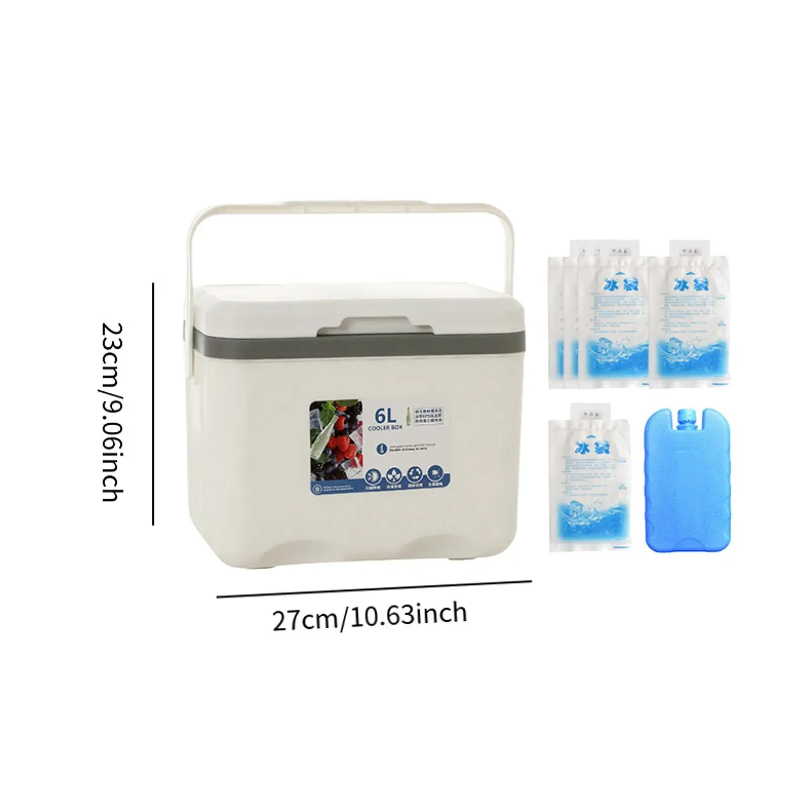 Camp Cooler, Ice Box Chest, 6 L with Handle Portable Cold Storage Case with Ice Camp Cooler, Ice Box Chest, 6 L with Handle Portable Cold Storage Case with Ice