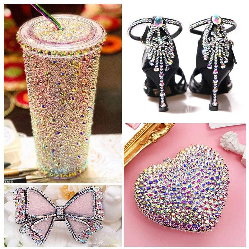 Super Glitter Rhinestones Crystal AB SS3-SS40 Non Hot Fix FlatBack Strass Rhinestones Sewing Fabric Garment Nail Art Decorations